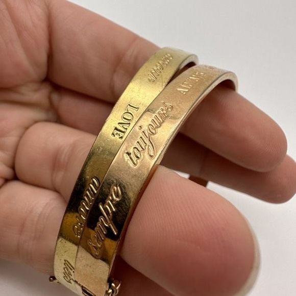 Stella & Dot Inspirational Bangle Bracelets Always & Love Rose Gold & Gold - Picture 5 of 12